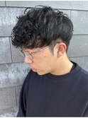 MEN’S HAIRセンターパートツイストスパイラルシャドウパーマ