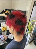 チェリーレッド　ワインレッド　ダブルカラー　ブリーチカラー