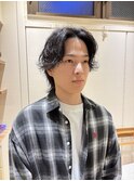 無造作×センターパート　大人ミディアムパーマ