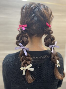 ラビス クローバー(Lovis clover) 《RIN》三つ編み×リボンアレンジ【熊谷/ヘアセット】