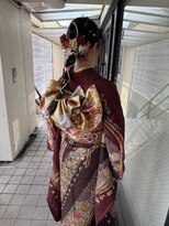 グレースバイハピネス(grace by happiness) 成人式 ヘアセット 着付け 編み下ろし玉ねぎヘア 金箔  水引き