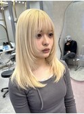 イヤリングカラー/外ハネボブ /縮毛矯正/レイヤーボブ/艶髪