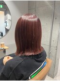 切りっぱなしボブ×ピンクブラウン
