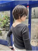 30代小顔ハンサムショート/シースルーバング/透明感ヘアカラー
