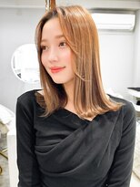 レア 表参道(L'ea) くびれヘアアプリコットオレンジ夏ヘアハイライトカラー