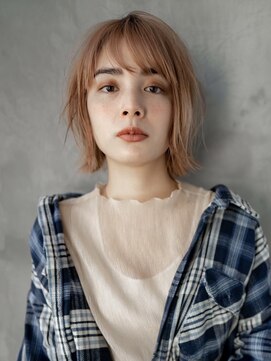 ギークス(GEEKS) 【GEEKS渋谷】くびれボブ/ハイトーン/オレンジベージュ/秋カラー