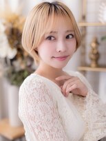 カバーヘア ブリス 志木南口駅前店(COVER HAIR bliss)&nbsp;シースルーバング金髪ひし形レイヤーショートa志木10代20代30代