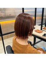 フープヘアールコレ(HOOP.HAIR Lukore)&nbsp;オレンジブラウン×ぱつっと切りりっぱなしボブ