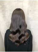 小顔セミウェットウェーブピンクベージュハイライトカラー