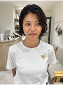 前髪なし/外はねボブパーマ