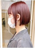 say.ピンクハイトーンカラーチェリーレッドショートミニボブ青山