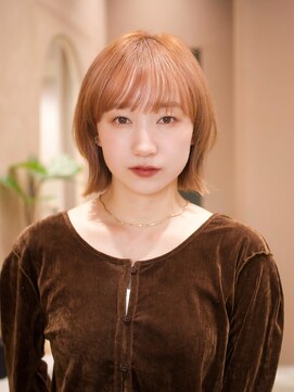 ガーデンヨコハマエスト(GARDEN YOKOHAMA est) アプリコットオレンジ　外ハネボブ　美髪　イメチェン