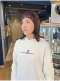 顔周りが可愛いボブ！パープルグレージュのアンブレラカラー