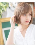 ■斜めバングハイトーンカラー切りっぱなしボブ52-3大宮10代20代