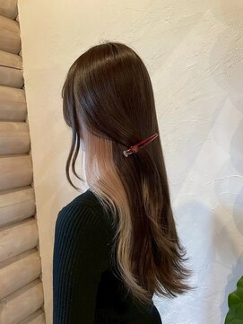 クレエ ヘアー デザイン(creer hair design) 透明感ミルクティーベージュインナーカラー×ブラウンロングヘア