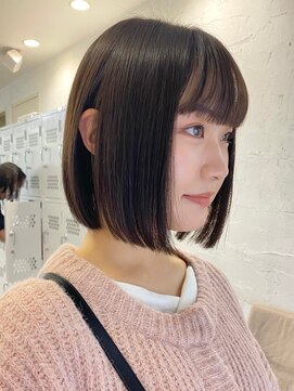 サンク 原宿 表参道(cinq) ナチュラルボブミニボブ前下がりボブ黒髪ショートボブ20代30代