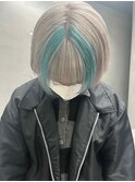 [杉本真奈美] ライトグレー×スカイブルー[町田駅]モードヘア