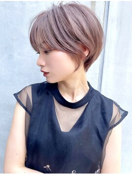 プランツヘアー ピンクベージュ スウィングマッシュショート 博多美容室