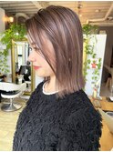 NUDE結べるボブ レイヤーボブ ハイトーンカラー ケアブリーチ