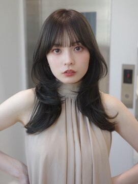 ベレーザシェルト(Beleza scelto) 13702髪質改善ストレートワンカールボブ黒髪グレージュ韓国ヘア