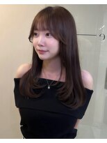 ベル 新宿(Belle)&nbsp;韓国ヘア　レイヤー　ブラウン　前髪カット　チェリーブラウン