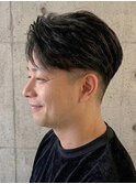 メンズ アップバング×ツーブロック×パーマ