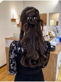 長崎　結婚式　お呼ばれヘア　セット　上品ハーフアップ