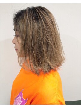 クラン(clan) clan<ハイライトグラデーションカラー×ワンレンミディアム