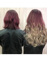 あるじゃんすー 横浜店 WineRed~PinkBeige#エクステ#横浜#グラデーション