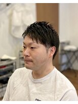 カットアンドシェーブ 髪心地 2ブロックアシメショート　グリースジェル仕上げ