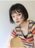 オン眉顔まわりレイヤーボブ