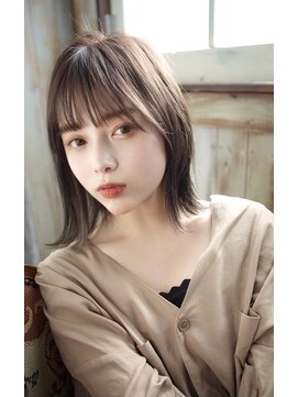 アール 北千住店(ar) 外ハネミディ/ベルボブ ×グレージュ/モノトーンベージュ北千住