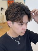 【フェザーショート】名古屋フェザーパーマメンズセンターパート