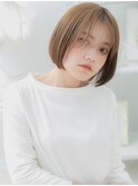 透明感ミルクティーピンク切りっぱなしボブh3上尾20代30代40代