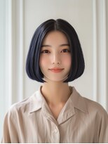 エスアール 王寺店(SR) シンプル、顎ラインのブルーブラックボブ。