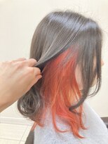 アールモンドヘア新世界&nbsp;インナーカラーレッドオレンジ