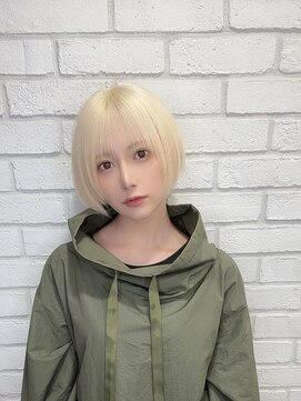 ヴァイス 渋谷店(VAICE) 大人ショートボブ/ハイトーンカラー/前髪カット［ケアブリーチ］