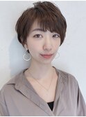 アッシュベージュ×ショートパーマ