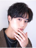 【早坂駆留】センター分けニュアンスパーマハーフアップバング◎