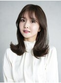 美髪韓国ヘア顔周りレイヤーくびれヘア_9596
