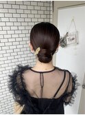シニヨン タイトヘア 金箔  参列ヘア お呼ばれヘア 和装ヘア