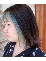 シェロヘア(cielo HAIR)&nbsp;インナーカラー　ターコイズブルー