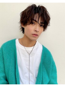 エイチ(H eitf) 原宿 エイチ 無造作ニュアンスパーマ メンズシースルーバンク