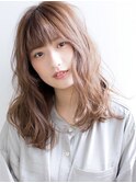 ミディアムヘア　ミディアムパーマ　マロンベージュ　下北沢