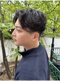 センターパート/ニュアンスパーマ/刈り上げ