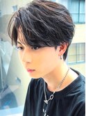 韓国ヘアカルマパーマカルマバングセンターパート黒髪ウルフ