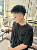 メンズ無造作フェード束感ツイストスパイラルショートストリート