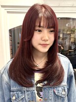 ラレイ ハラジュク(Lalei harajuku)&nbsp;【白石】ブリーチなしチェリーレッドレイヤーカット韓国10代20代