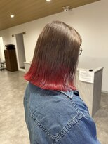 ビスポーク(BESPOKE)&nbsp;裾カラー/ミルクティーグレージュ×チェリーレッド