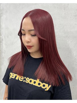 キラ 原宿(KILLA) ブリーチありダブルカラー/チェリーレッド/ローレイヤー/原宿